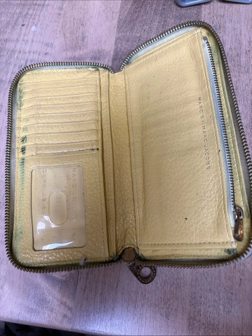 Marc Jacobs Zip Wallet with Gold Logo Plate